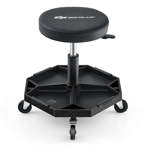 330 LBS Capacity Pneumatic Rolling Mechanic Stool with Padded Seat-Black