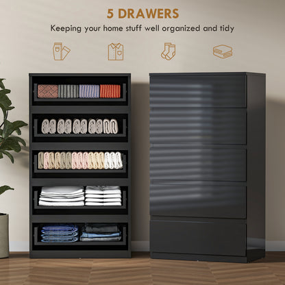 HOMCOM Chest of Drawers, 5-Drawer Storage Cabinets, Modern Dresser, Storage Drawer Unit for Bedroom