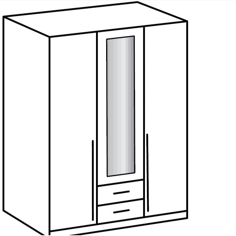 HUSAM 3 Door Wardrobe Grey 135cm