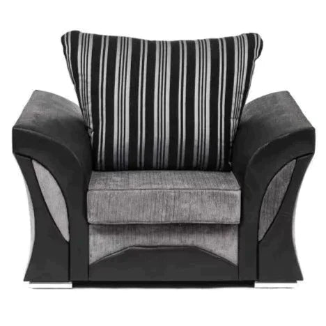 Ferol Fabric Footstool - Black/Grey