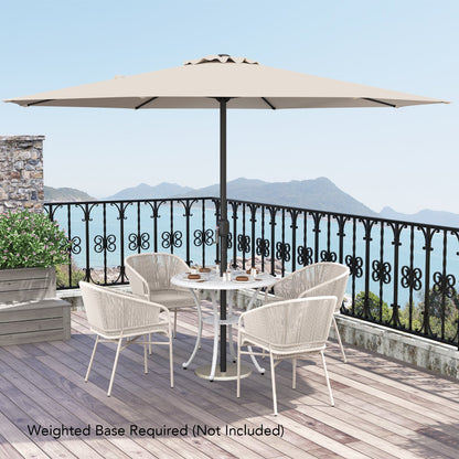 350 cm Patio Umbrella 8 Sturdy Ribs Table Umbrella with Crank Handle-Beige