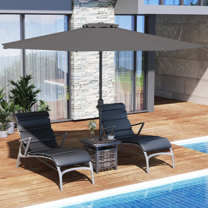 350 cm Patio Umbrella 8 Sturdy Ribs Table Umbrella with Crank Handle-Grey