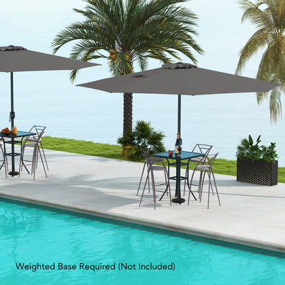 350 cm Patio Umbrella 8 Sturdy Ribs Table Umbrella with Crank Handle-Grey