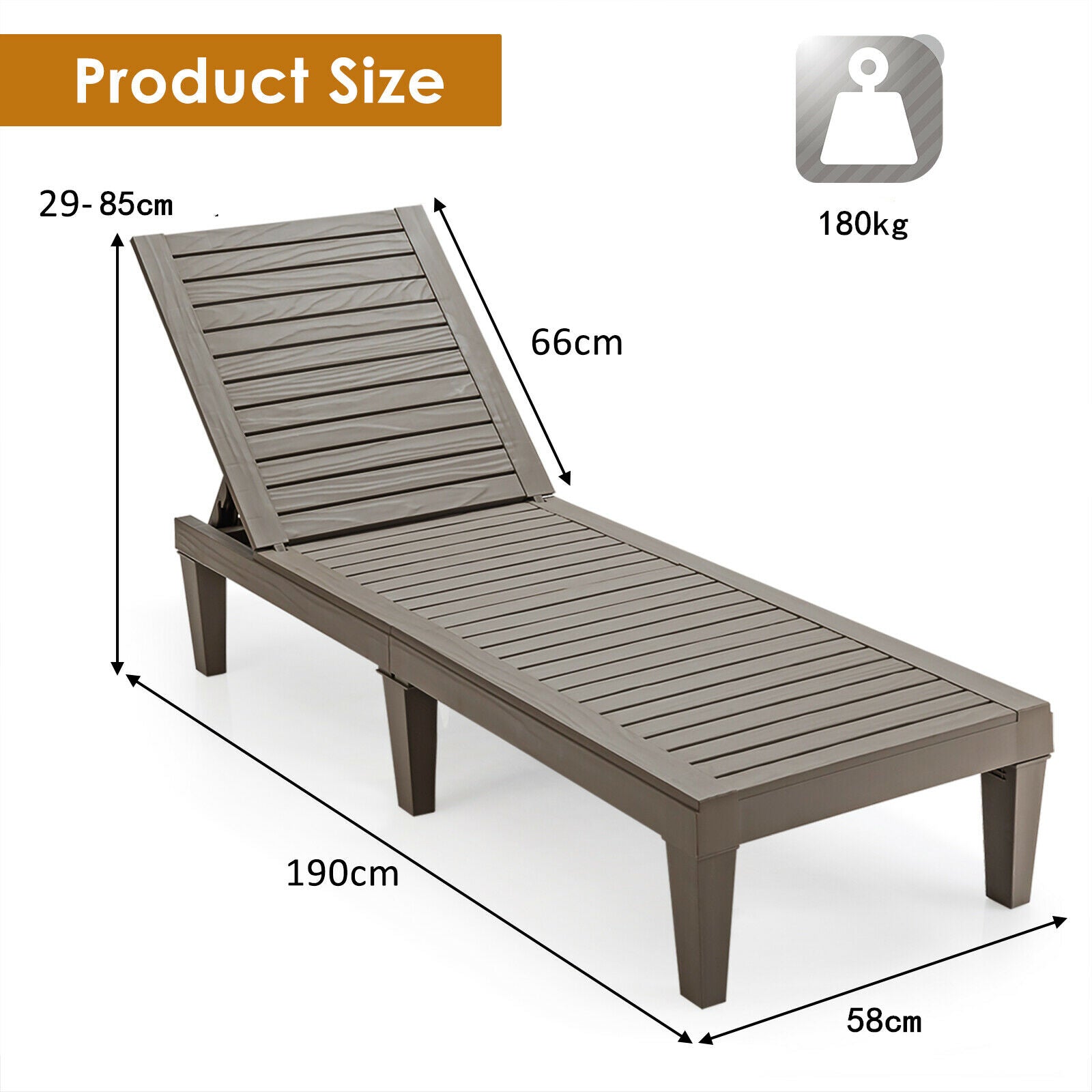 Adjustable Recliner Lounger Beach-Brown
