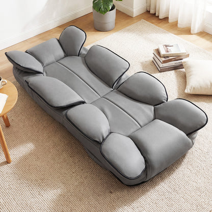 360 Degree Swivel Floor Gaming Chair Folding Lazy Lounger Couch with 6-Position Adjustable Backrest-Grey