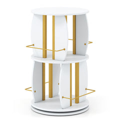 360° Spinning Rotating Bookshelf Tower with Display Stands and Side Rails-WhiteGold