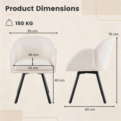 360° Swivel Accent Chair Upholstered Chenille Armchair with Metal Base-Beige