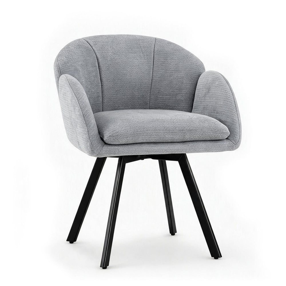 360° Swivel Accent Chair Upholstered Chenille Armchair with Metal Base-Grey