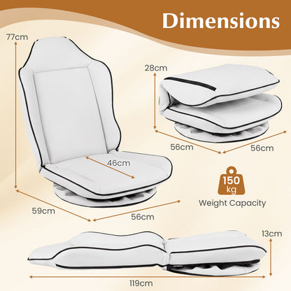 360° Swivel Floor Gaming Chair with Adjustable Backrest & Padded Cushion for Reading-White