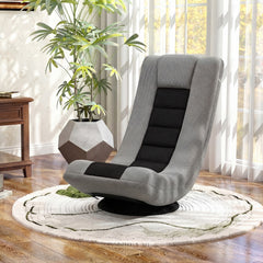 360° Swivel Gaming Chair 4 Position Adjustable Folding Floor Sofa-Black and Grey