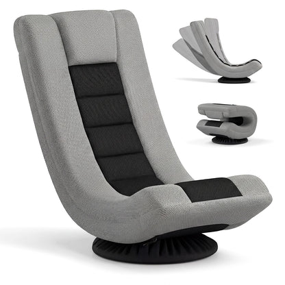 360° Swivel Gaming Chair 4 Position Adjustable Folding Floor Sofa-Black and Grey