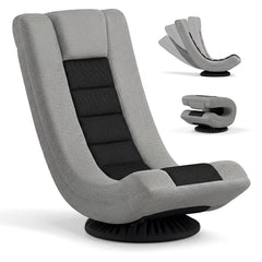 360° Swivel Gaming Chair 4 Position Adjustable Folding Floor Sofa-Black and Grey