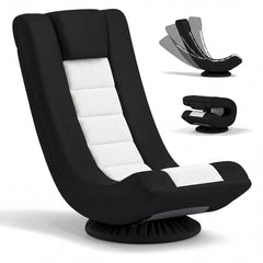 360° Swivel Gaming Chair 4 Position Adjustable Folding Floor Sofa-Black and White