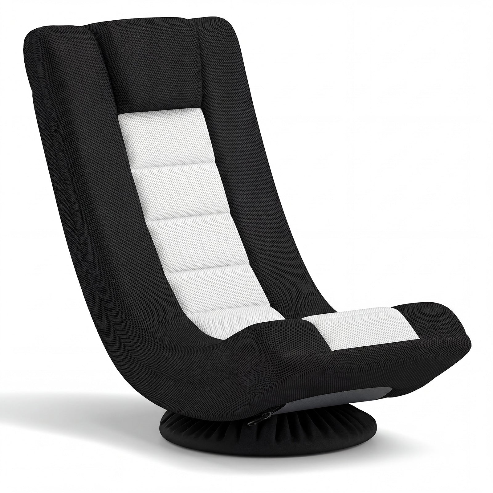 360° Swivel Gaming Chair 4 Position Adjustable Folding Floor Sofa-Black and White