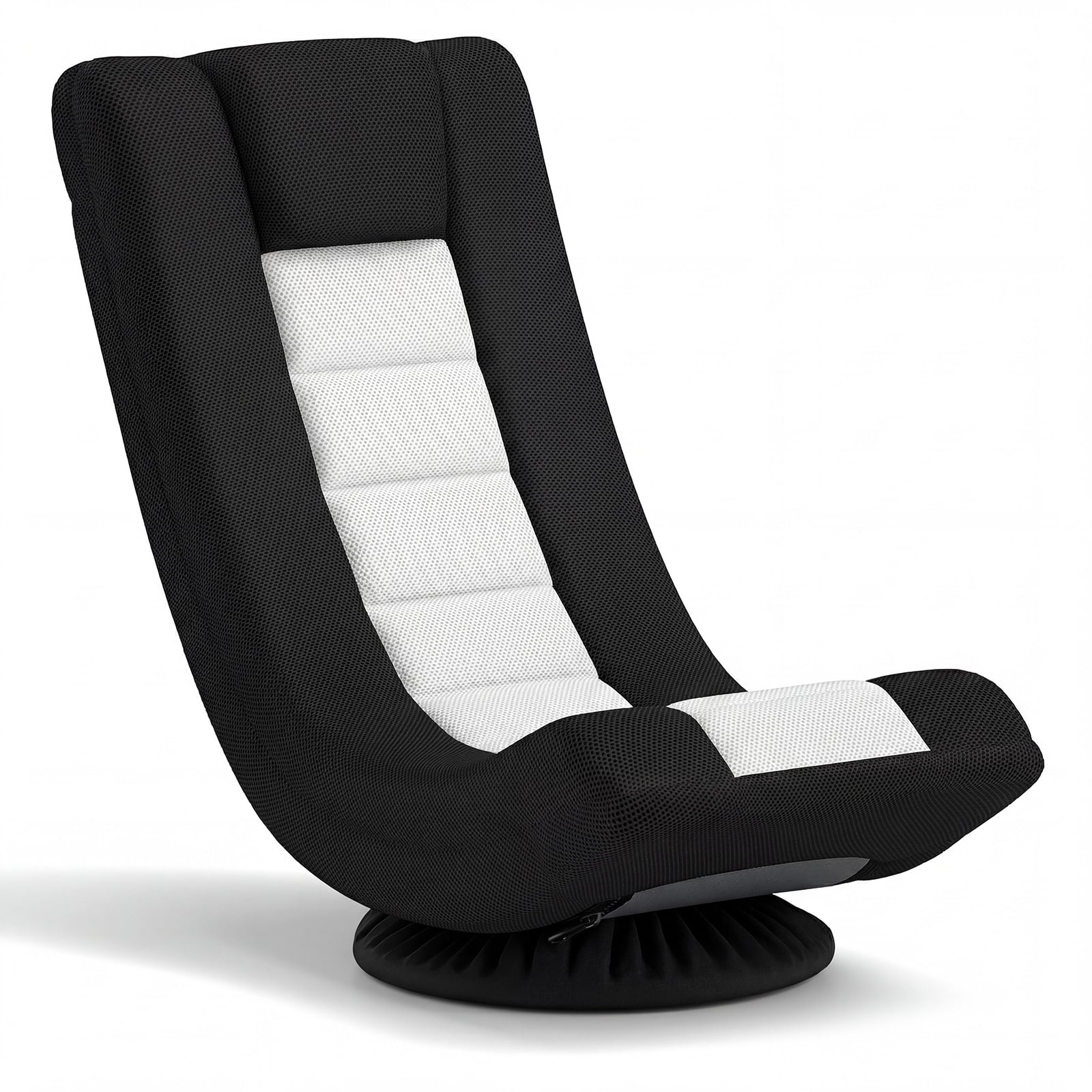 360° Swivel Gaming Chair 4 Position Adjustable Folding Floor Sofa-Black and White