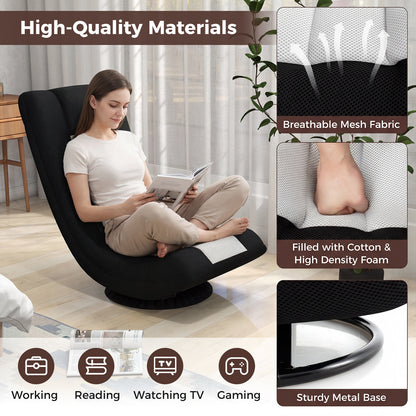 360° Swivel Gaming Chair 4 Position Adjustable Folding Floor Sofa-Black and White