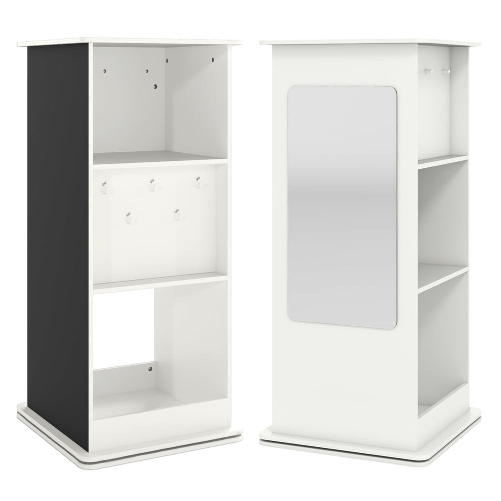 360° Spinning Corner Bookcase with Chalkboard and Open Compartments-White