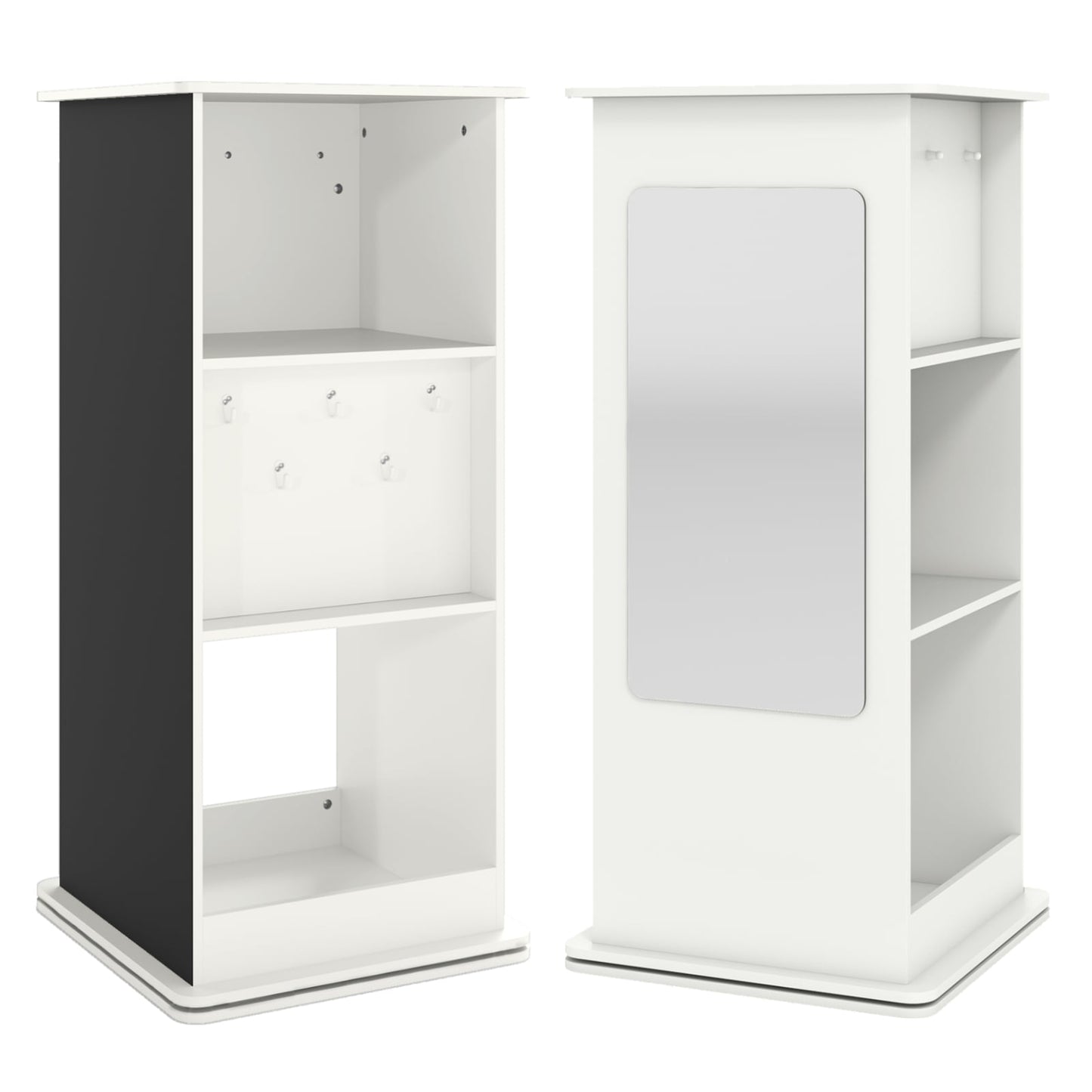 360° Spinning Corner Bookcase with Chalkboard and Open Compartments-White