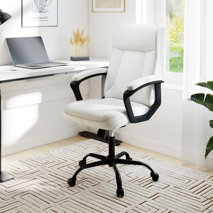 360° Swivel Task Chair with High Back and Built-in Armrests-Beige