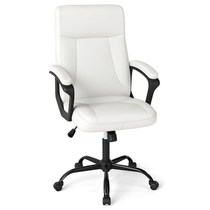 360° Swivel Task Chair with High Back and Built-in Armrests-Beige