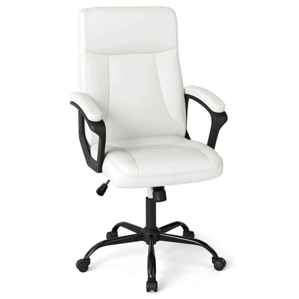360° Swivel Task Chair with High Back and Built-in Armrests-Beige
