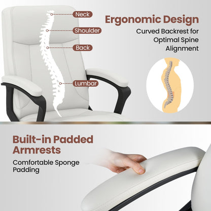 360° Swivel Task Chair with High Back and Built-in Armrests-Beige