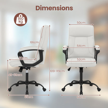 360° Swivel Task Chair with High Back and Built-in Armrests-Beige