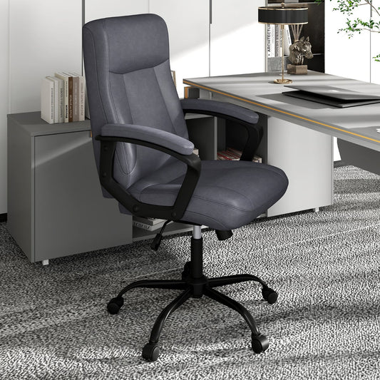 360° Swivel Task Chair with High Back and Built-in Armrests-Grey