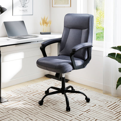360° Swivel Task Chair with High Back and Built-in Armrests-Grey