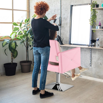 360 Degree Swivel Hairdressing Chair with Footrest and Backrest-Pink