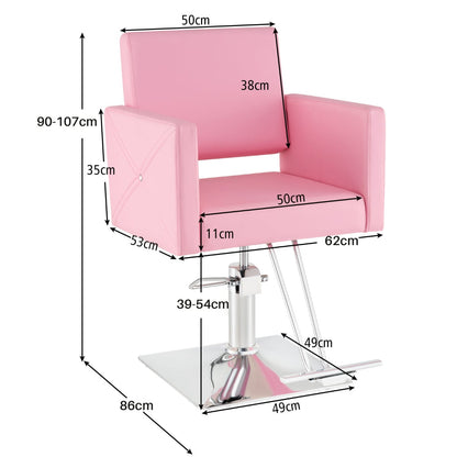 360 Degree Swivel Hairdressing Chair with Footrest and Backrest-Pink