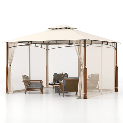 360 x 300cm Outdoor Patio Gazebo Metal Frame Soft Top Tent with Netting-Beige