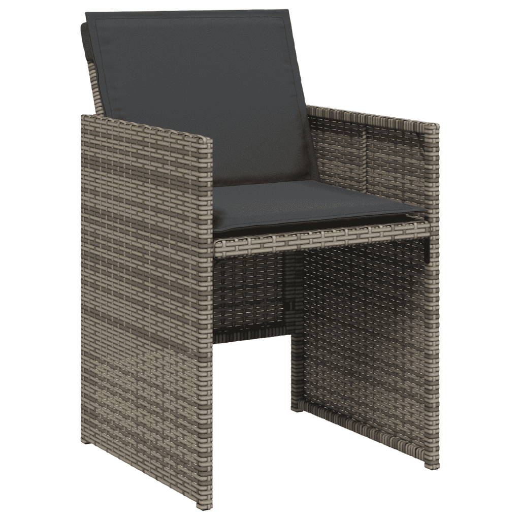 5 Piece Garden Dining Set with Cushions Poly Rattan Wood 6