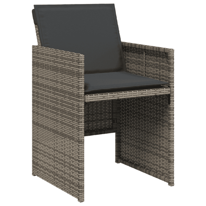 5 Piece Garden Dining Set with Cushions Poly Rattan Wood 6