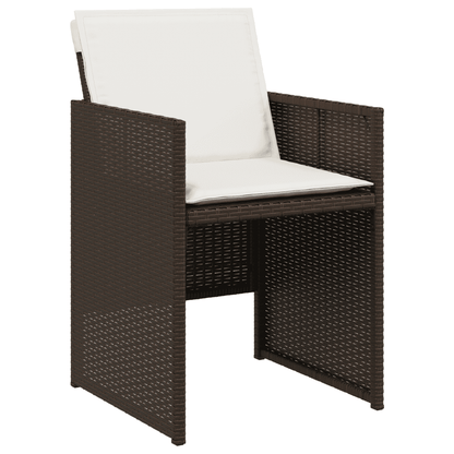 vidaXL 11 Piece Garden Dining Set with Cushions Brown Poly Rattan 3