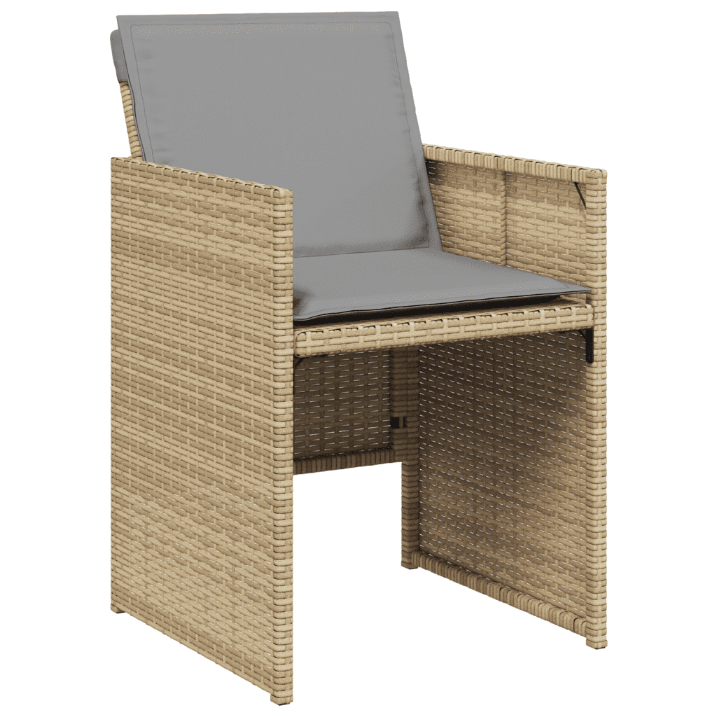 vidaXL 11 Piece Garden Dining Set with Cushions Mix Beige Poly Rattan 4