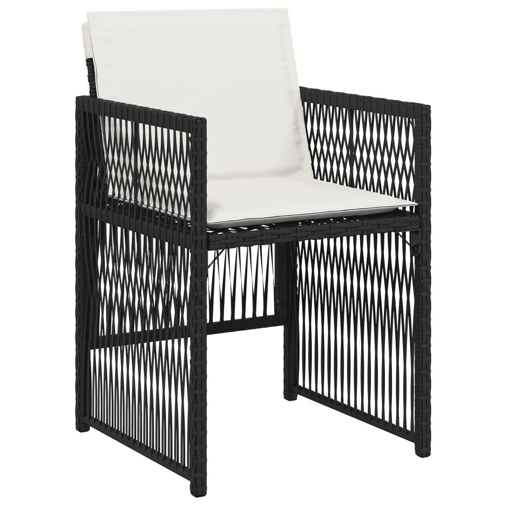 Garden Dining Cushions Poly Rattan Glass Black cream