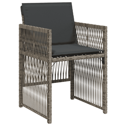 vidaXL 11 Piece Garden Dining Set with Cushions Grey Poly Rattan 3