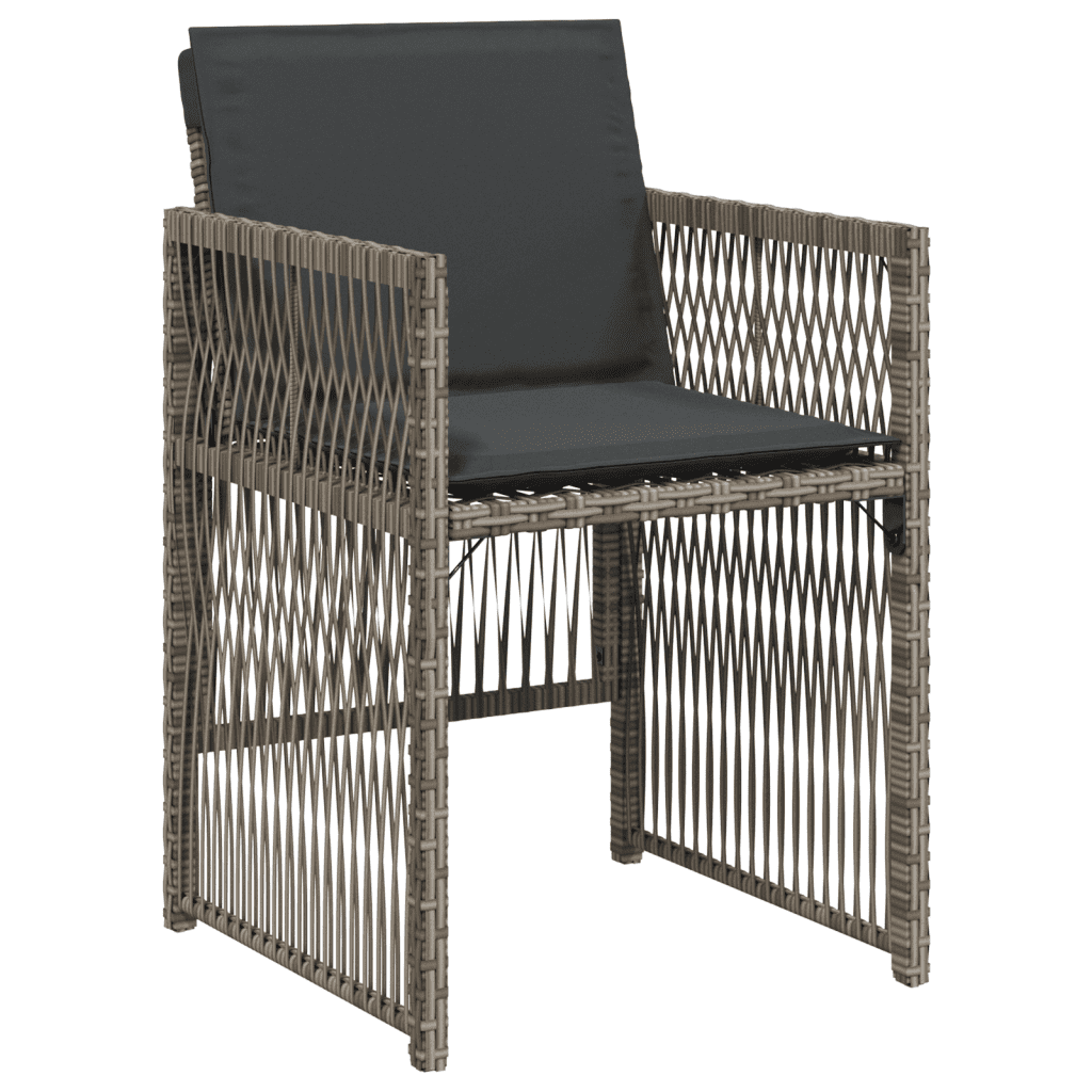 vidaXL 9 Piece Garden Dining Set with Cushions Grey Poly Rattan 3