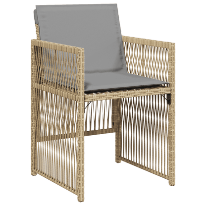 vidaXL 9 Piece Garden Dining Set with Cushions Mix Beige Poly Rattan 3