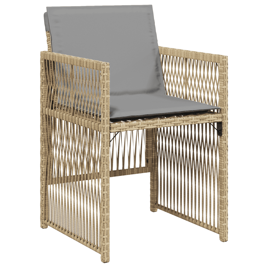 9 Piece Garden Dining Set with Cushions Poly Rattan Glass 8 Mix beige