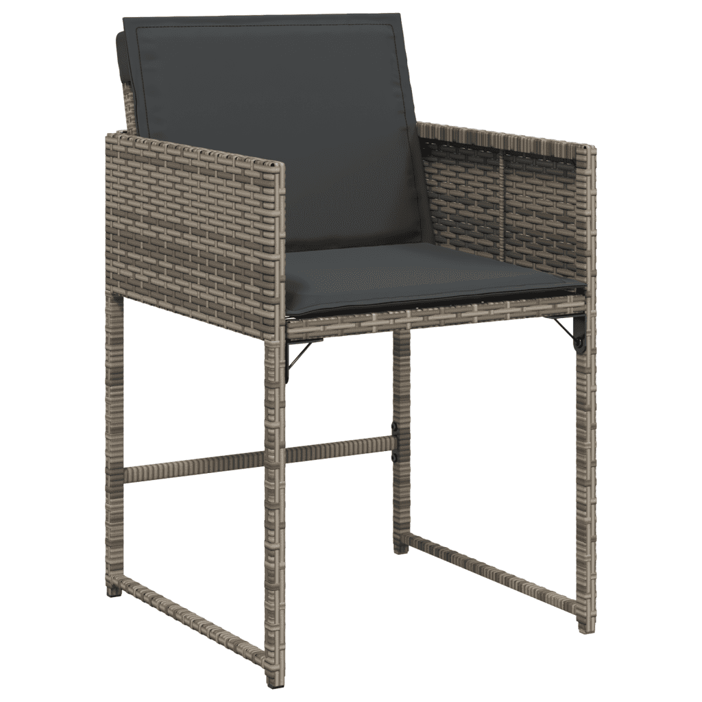 vidaXL 11 Piece Garden Dining Set with Cushions Grey Poly Rattan 3