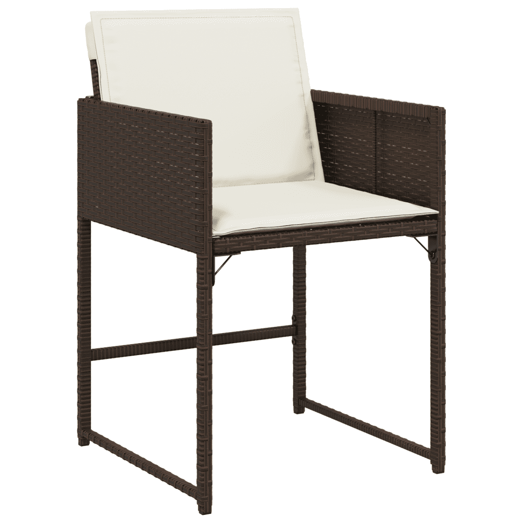17 Piece Garden Dining Set with Cushions Poly Rattan Glass 16 Brown