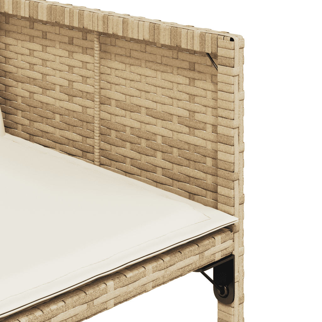 vidaXL 11 Piece Garden Dining Set with Cushions Beige Poly Rattan 6