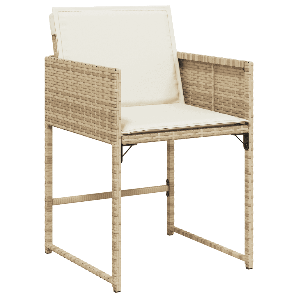 17 Piece Garden Dining Set with Cushions Poly Rattan Glass 16 Beige