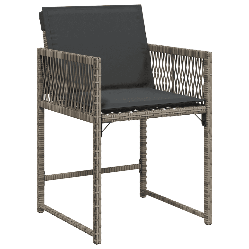 vidaXL 11 Piece Garden Dining Set with Cushions Grey Poly Rattan 3