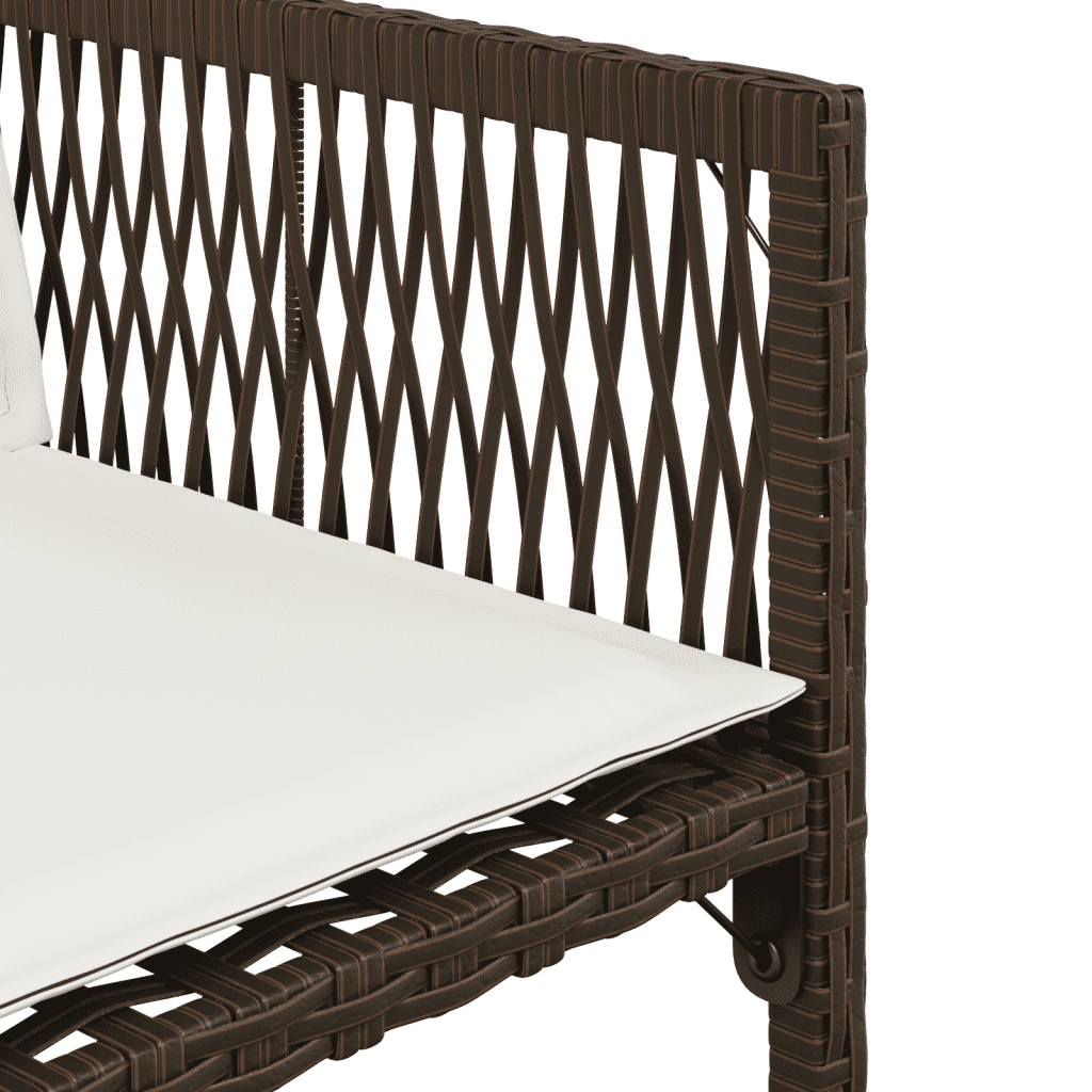 vidaXL 11 Piece Garden Dining Set with Cushions Brown Poly Rattan 5