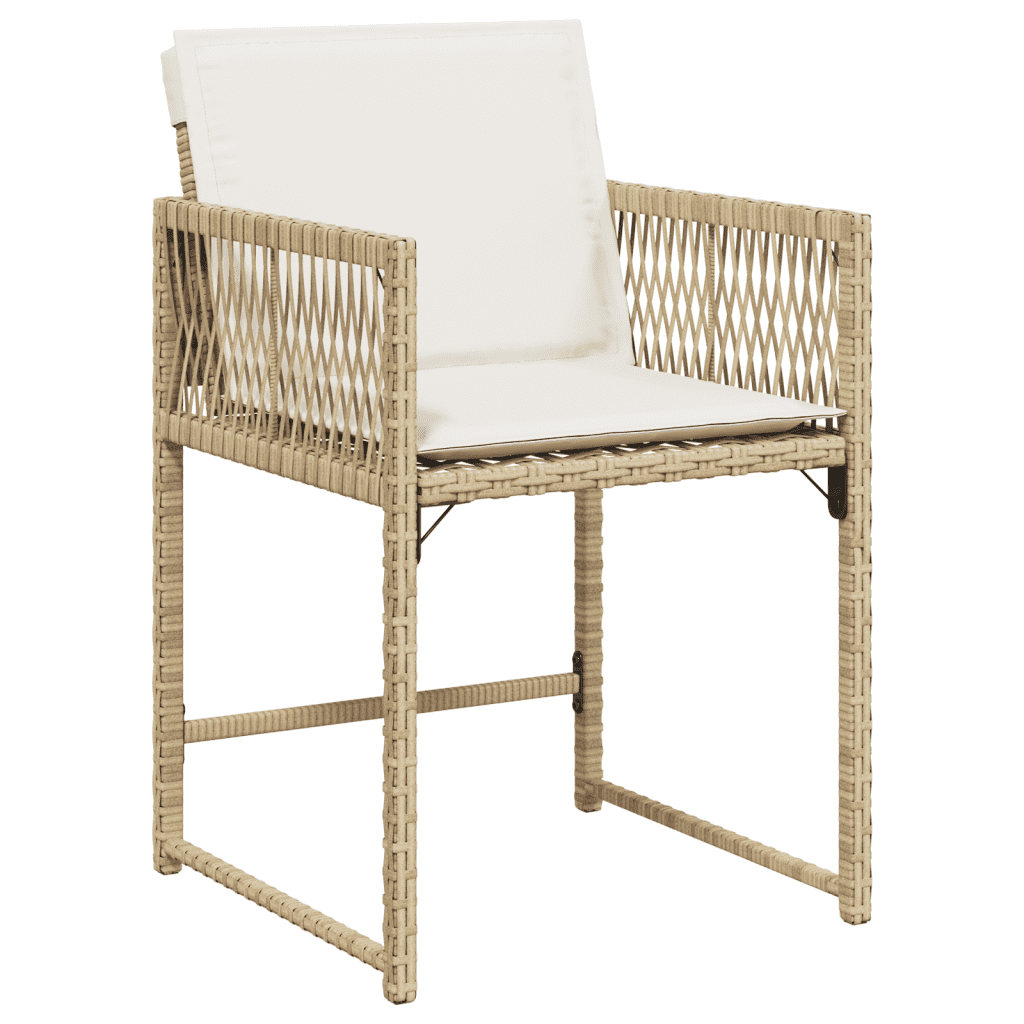 Garden Dining Cushions Poly Rattan Glass Beige cream
