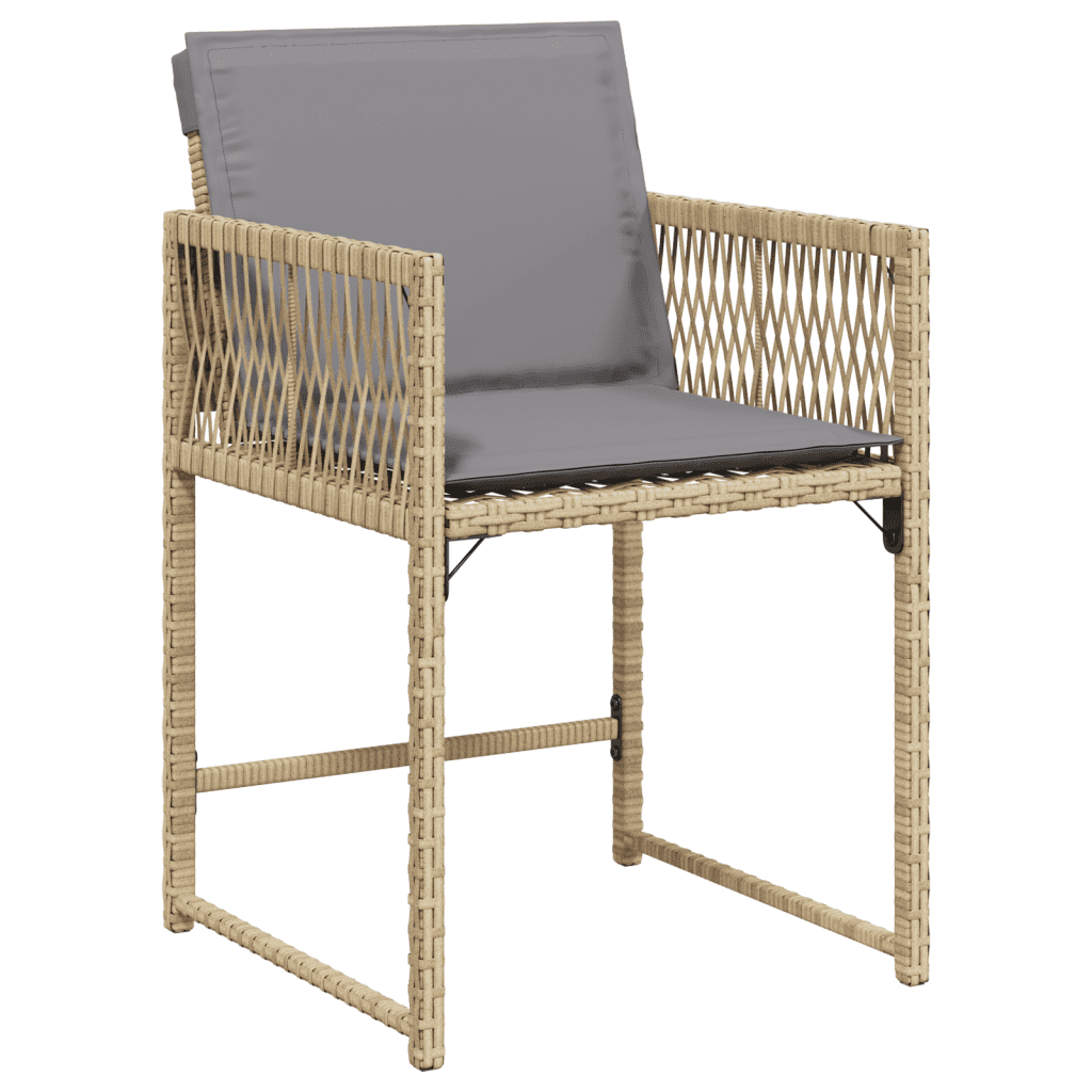 vidaXL 13 Piece Garden Dining Set with Cushions Mix Beige Poly Rattan 3