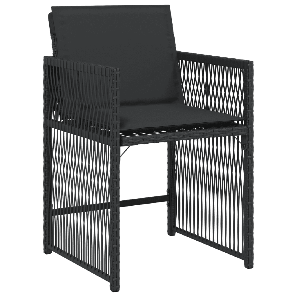 17 Piece Garden Dining Set with Cushions Poly Rattan 16 Black